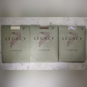 Lot Of 3 Legacy Legwear Pantyhose Size D in Ivory, Sand, and Dove